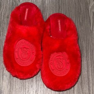 Victoria's Secret Red Plush Slide Slippers Size M